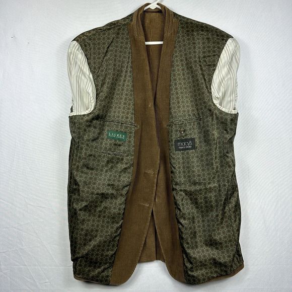 Ralph Lauren Corduroy Blazer Mens 48L Sports Coat Brown Elbow Patch Jacket (46L) - Picture 7 of 14